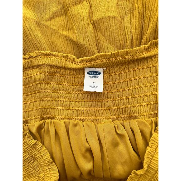 Old Navy Mustard Yellow Cinch Waist Embroidered Hem Flare Skirt - Picture 4 of 7